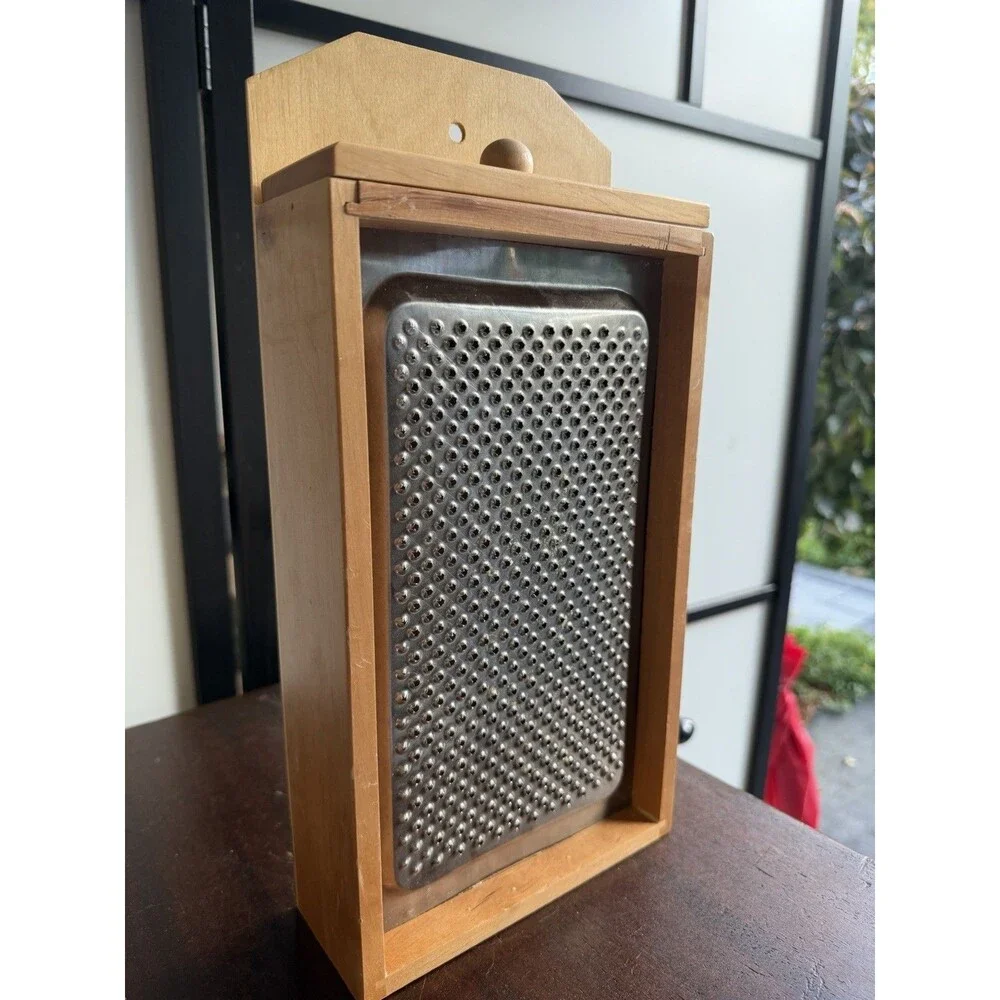 Italian Hanging Wooden Box Grater With Pull Out Drawer